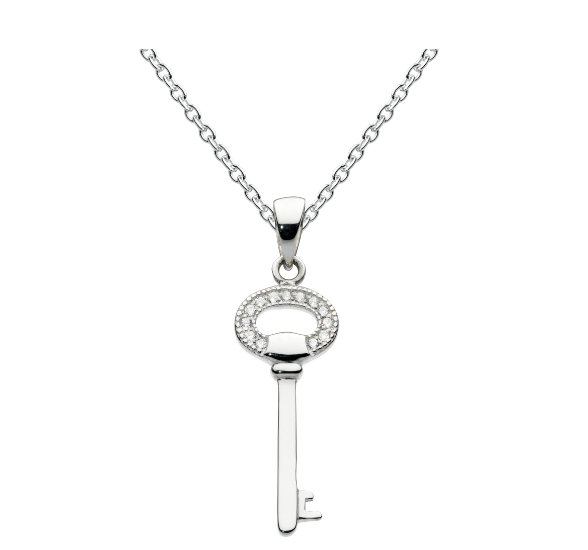 Dew Zirconia Key Pendant 98111CZ - Elegant luxury pendant featuring shimmering zirconia, perfect for adding a modern charm to any outfit.