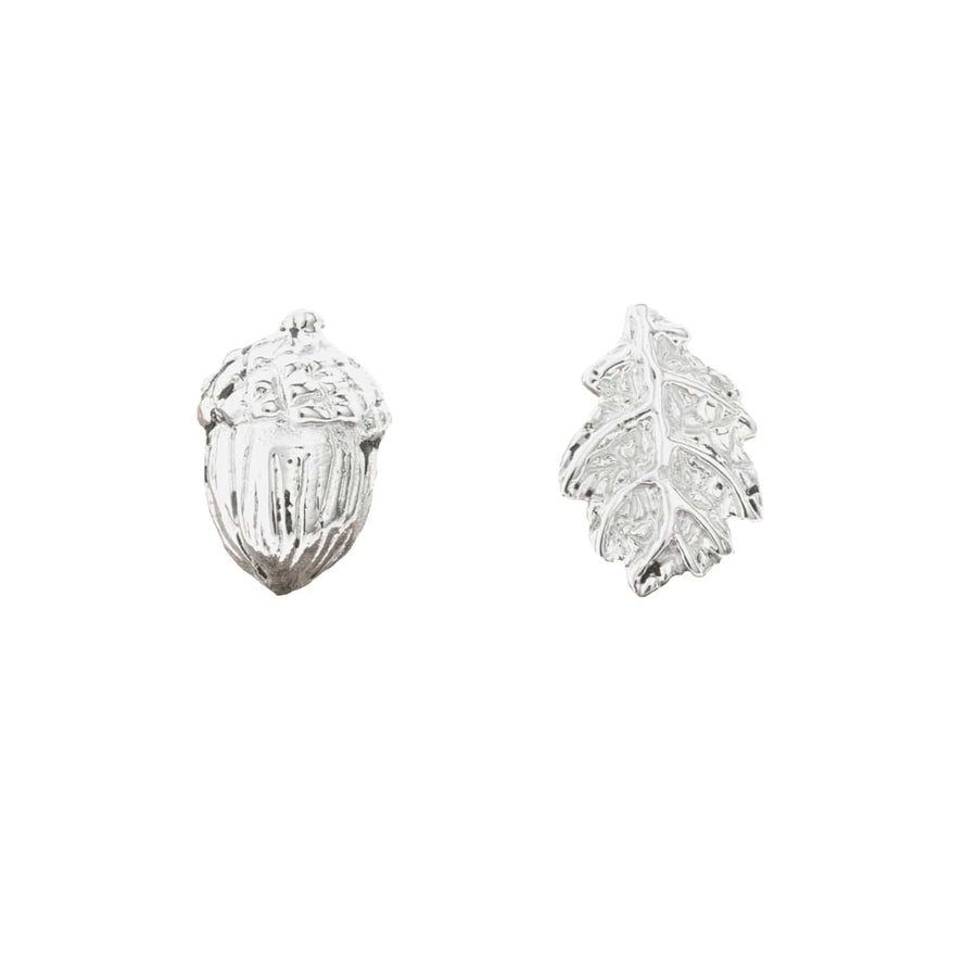 Silver Acorn and Oak Leaf Stud Earrings SESACOL