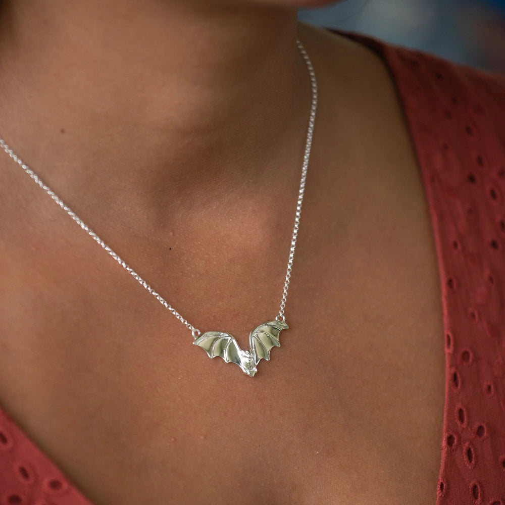 Silver Bat Necklace NSBAT