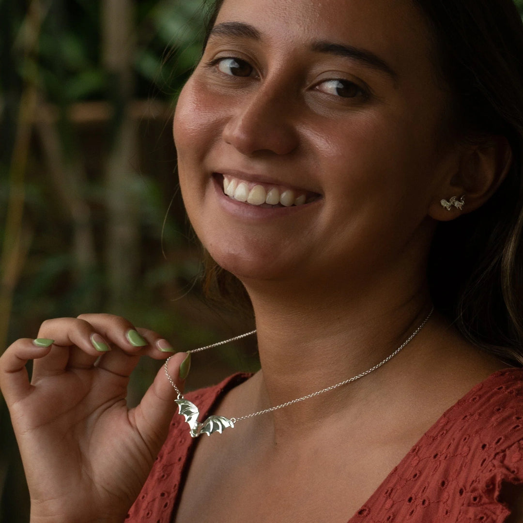 Silver Bat Necklace NSBAT