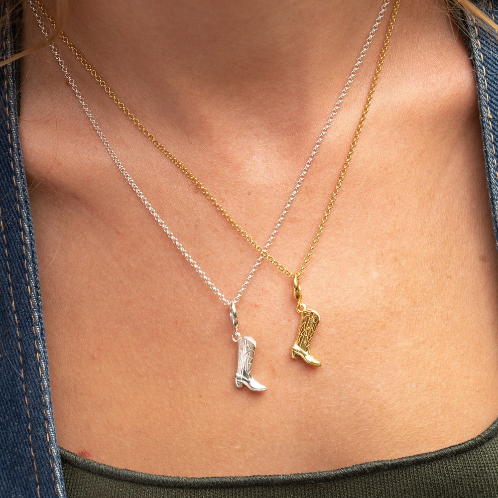 Silver Cowboy Boot Necklace CNSCOBO-1