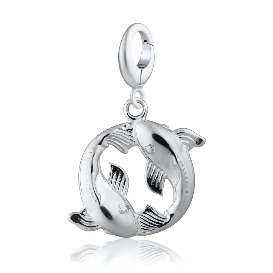 Silver Koi Fish Pisces Zodiac Charm CSCKC