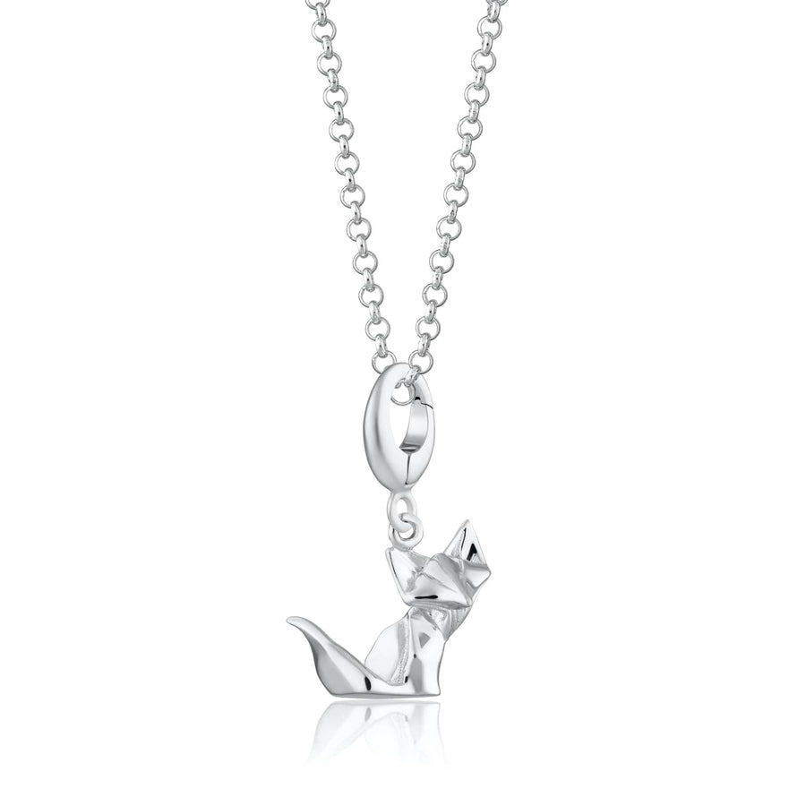 Silver Origami Fox Necklace CNSOF-1