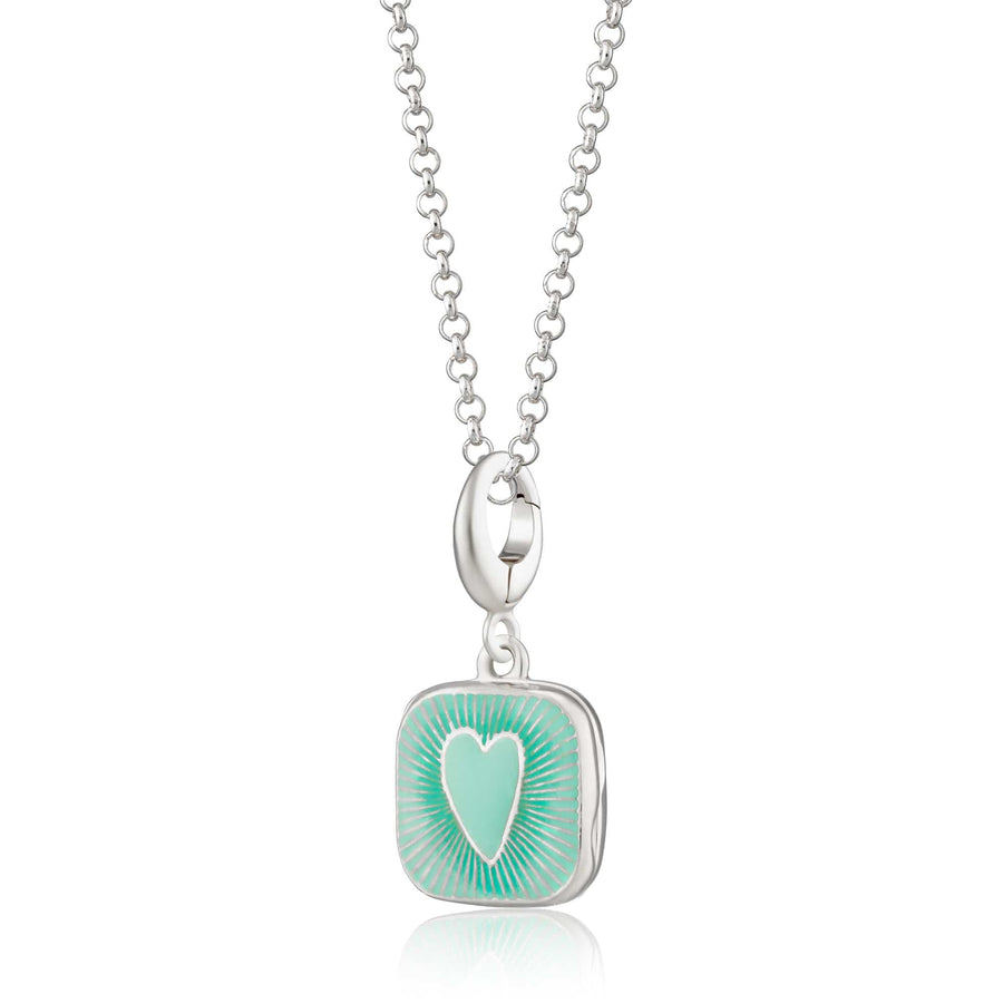 Silver Turquoise Heart Locket Necklace CNSHLTU-1