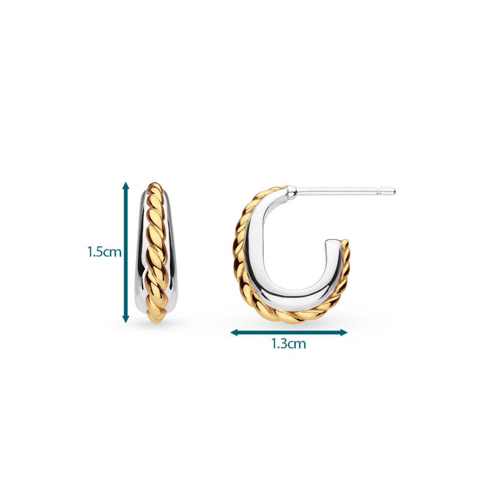 Kit Heath Marina Rope Band Gold Plated Semi Hoop Stud Earrings 61065GRP