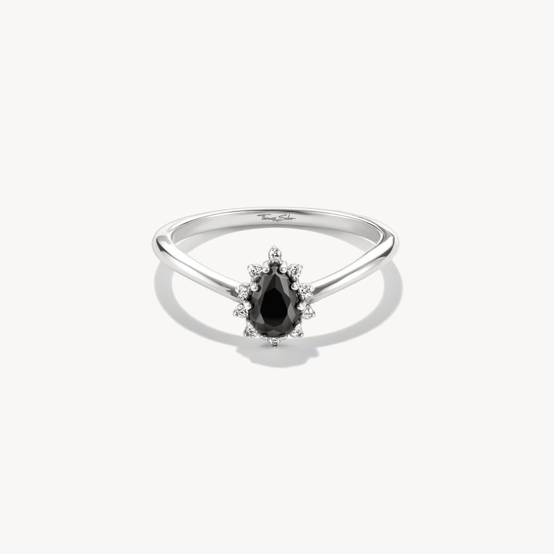 Thomas Sabo Sterling Silver True Romance Black Zirconia Drop Ring TR2479-643-11