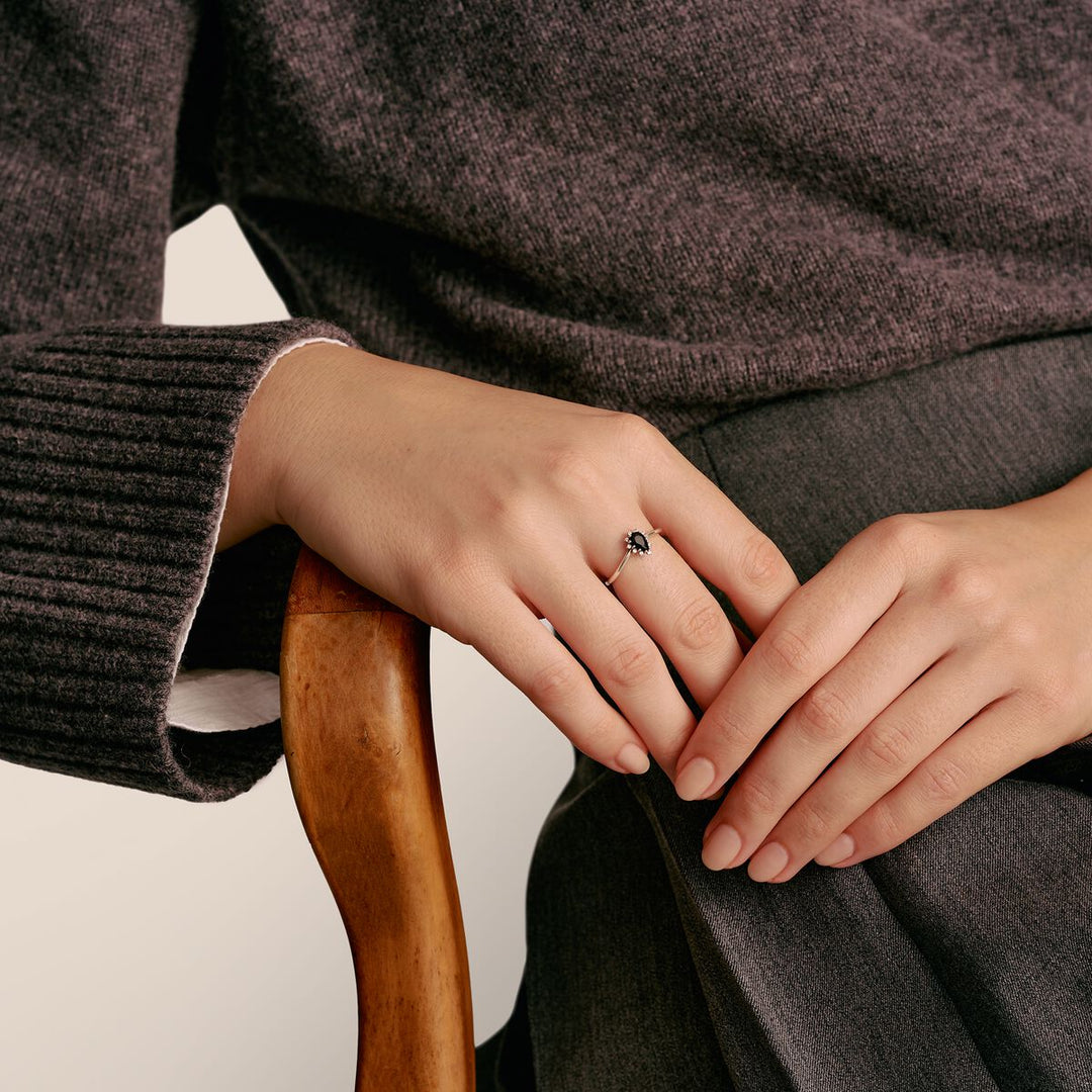 Thomas Sabo Sterling Silver True Romance Black Zirconia Drop Ring TR2479-643-11