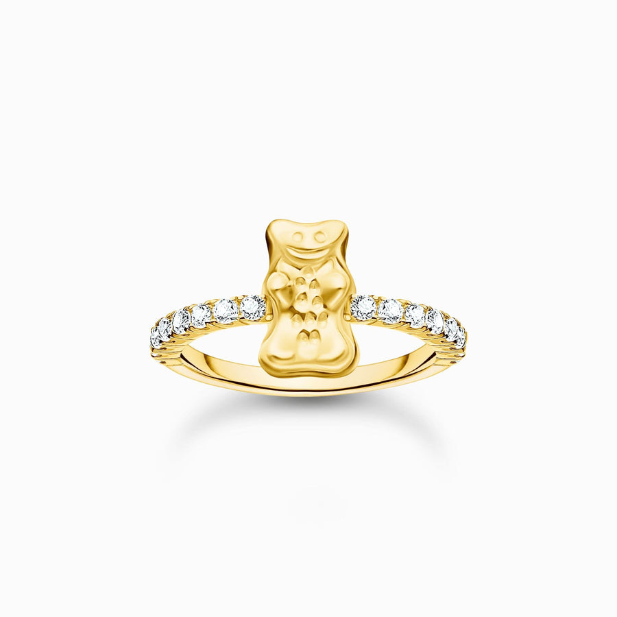 Charming Sterling Silver Gold Plated HARIBO Zirconia Goldbears Ring TR2504-414-14