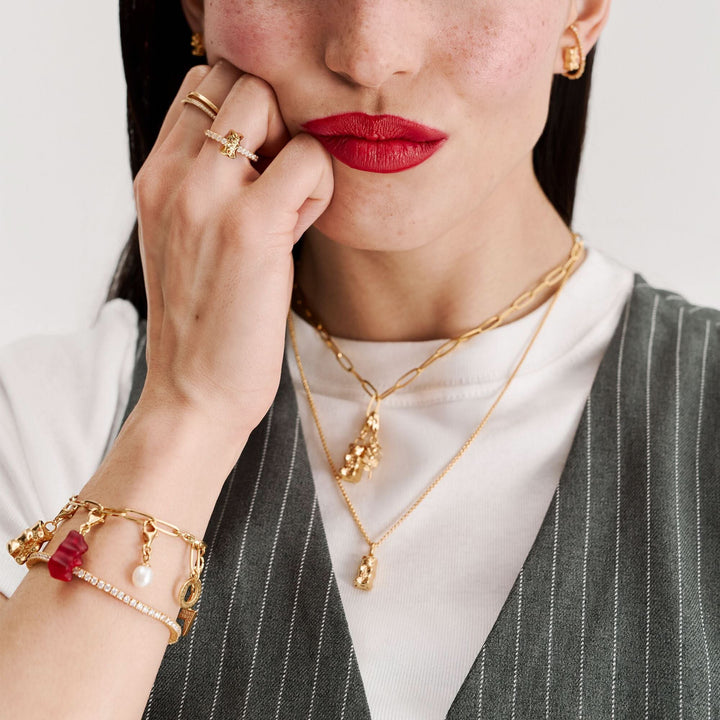 Charming Sterling Silver Gold Plated HARIBO Zirconia Goldbears Ring TR2504-414-14