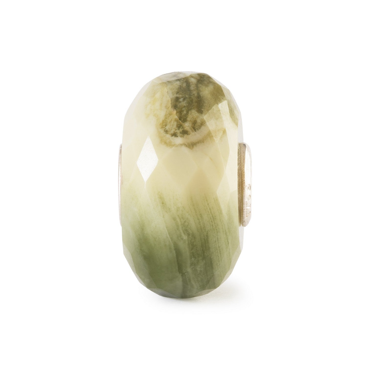 Green stone bead on a white background