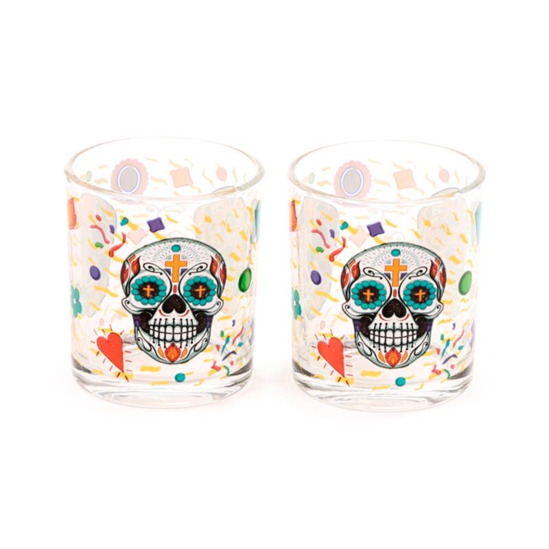 Day of the Dead Set of 2 Glass Tumblers 250ml TUMB15