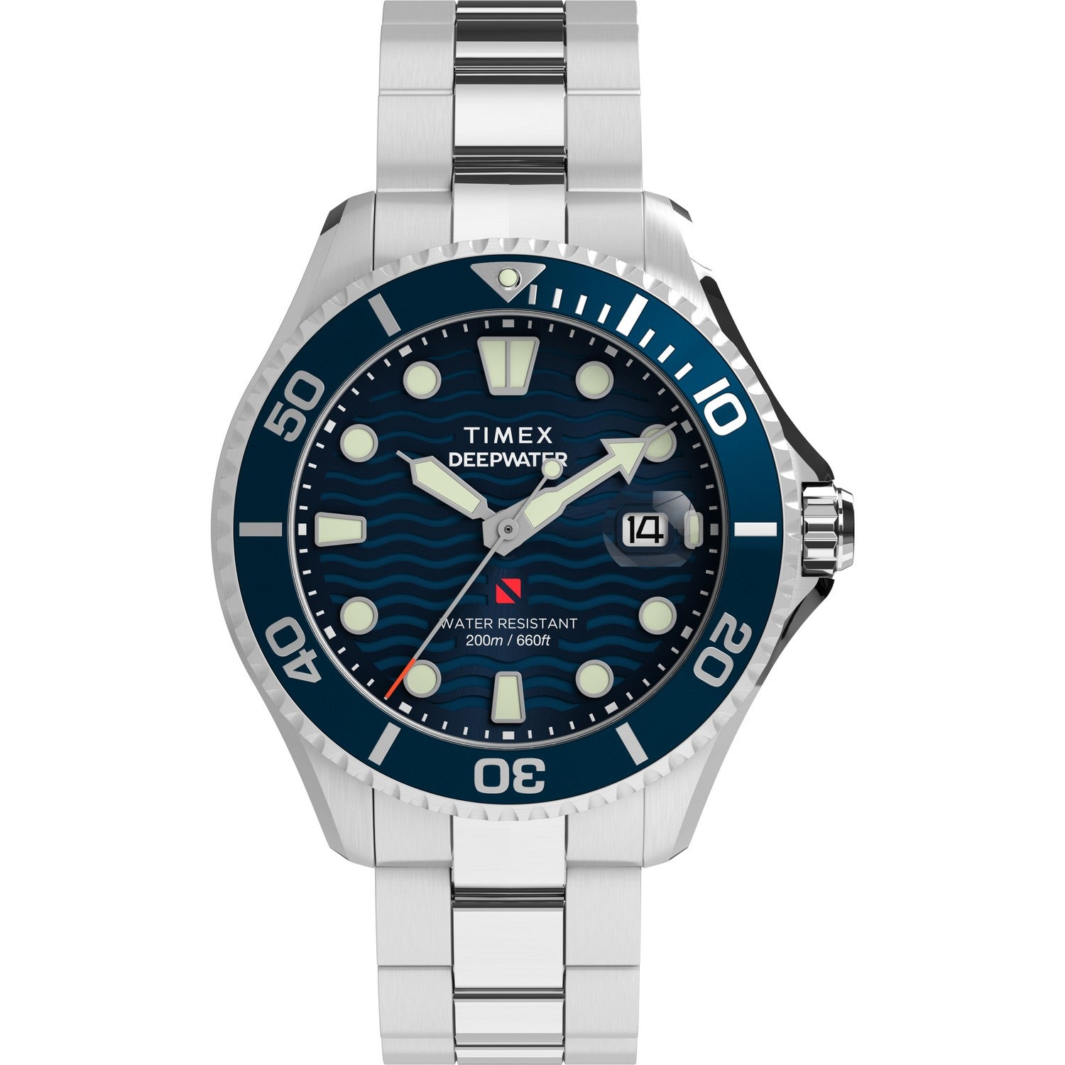 Timex Mens Deep Water Stainless Steel Blue Dial Watch TW2W81900