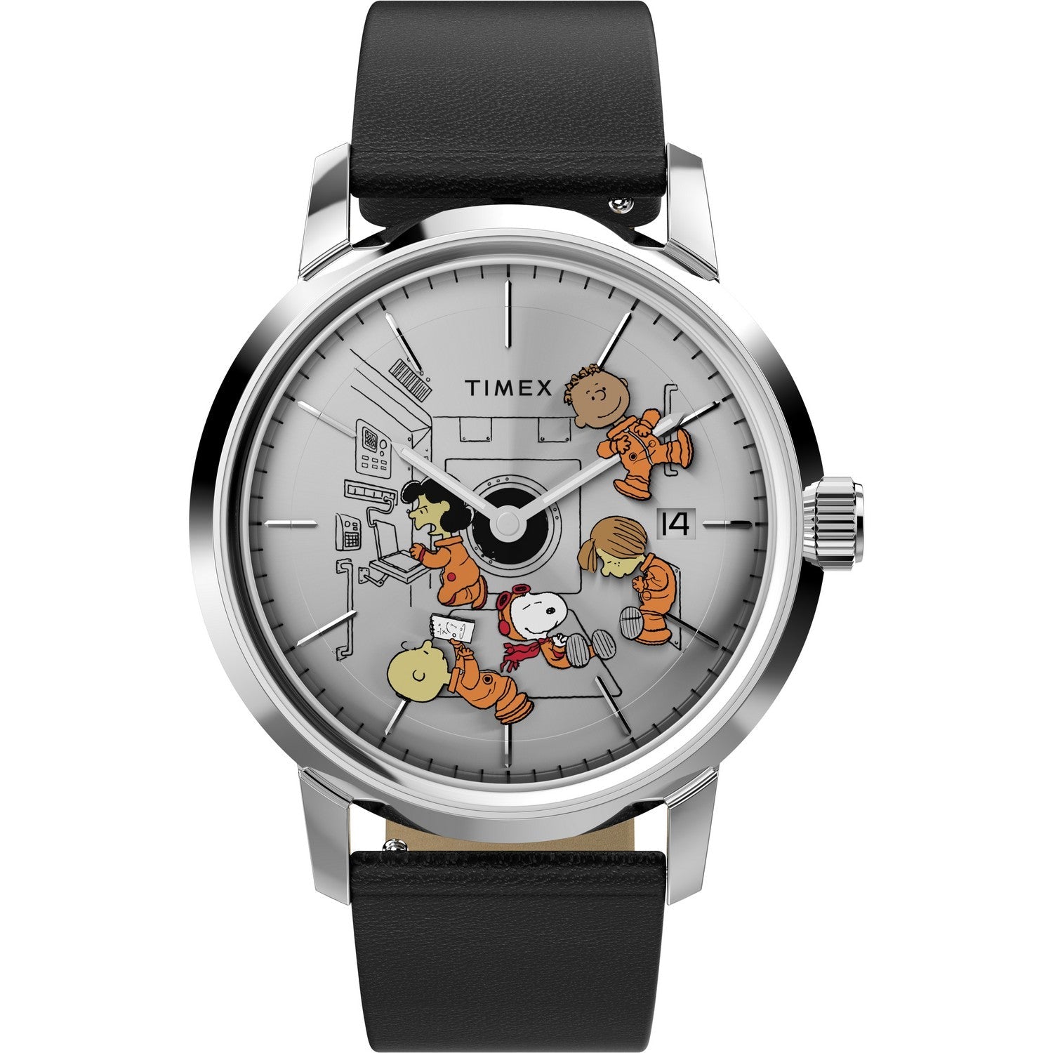 Timex Mens Peanuts Stainless Steel Silver-Tone Dial Watch TW2W87200