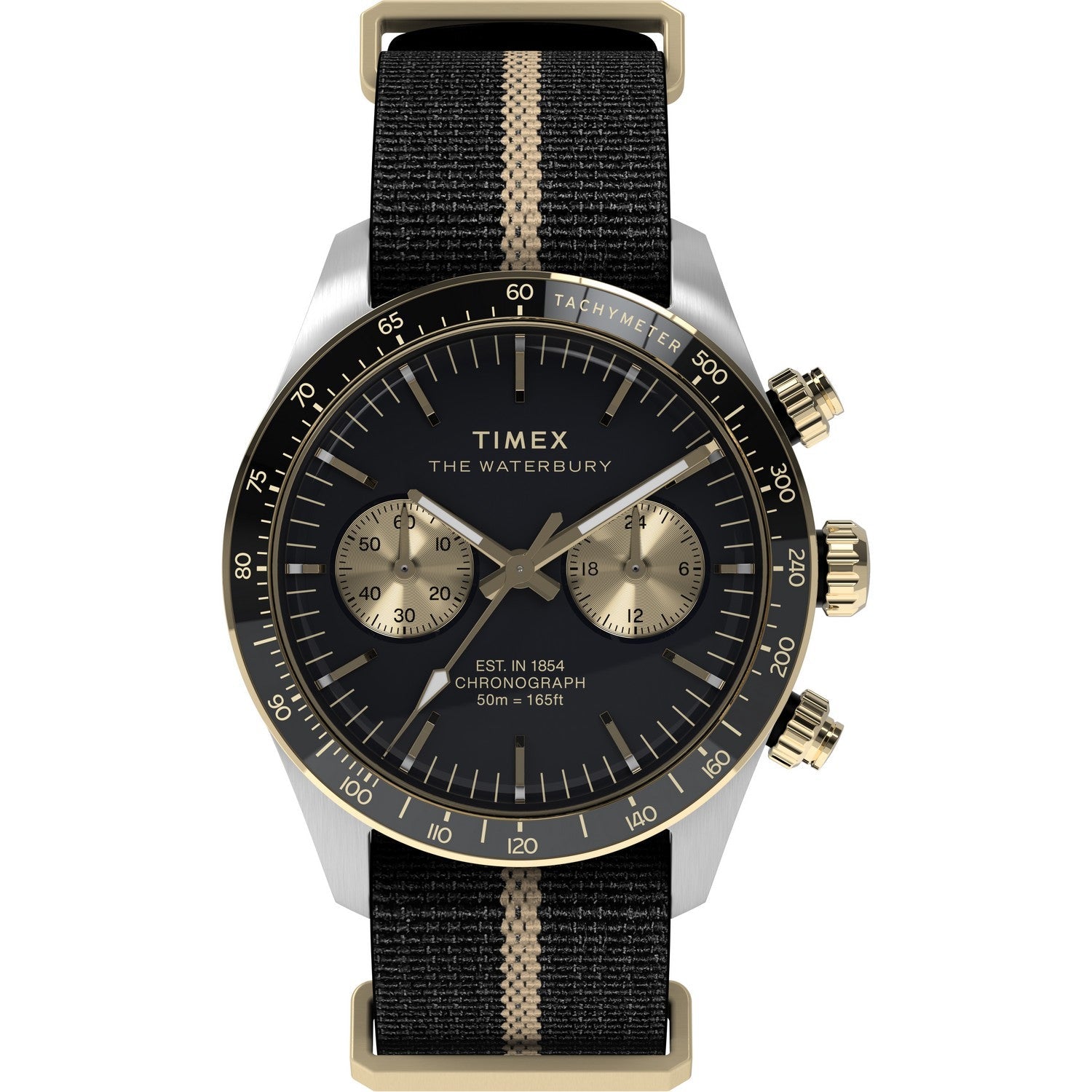 Timex Mens Waterbury Stainless Steel Black Dial Watch TW2Y35400