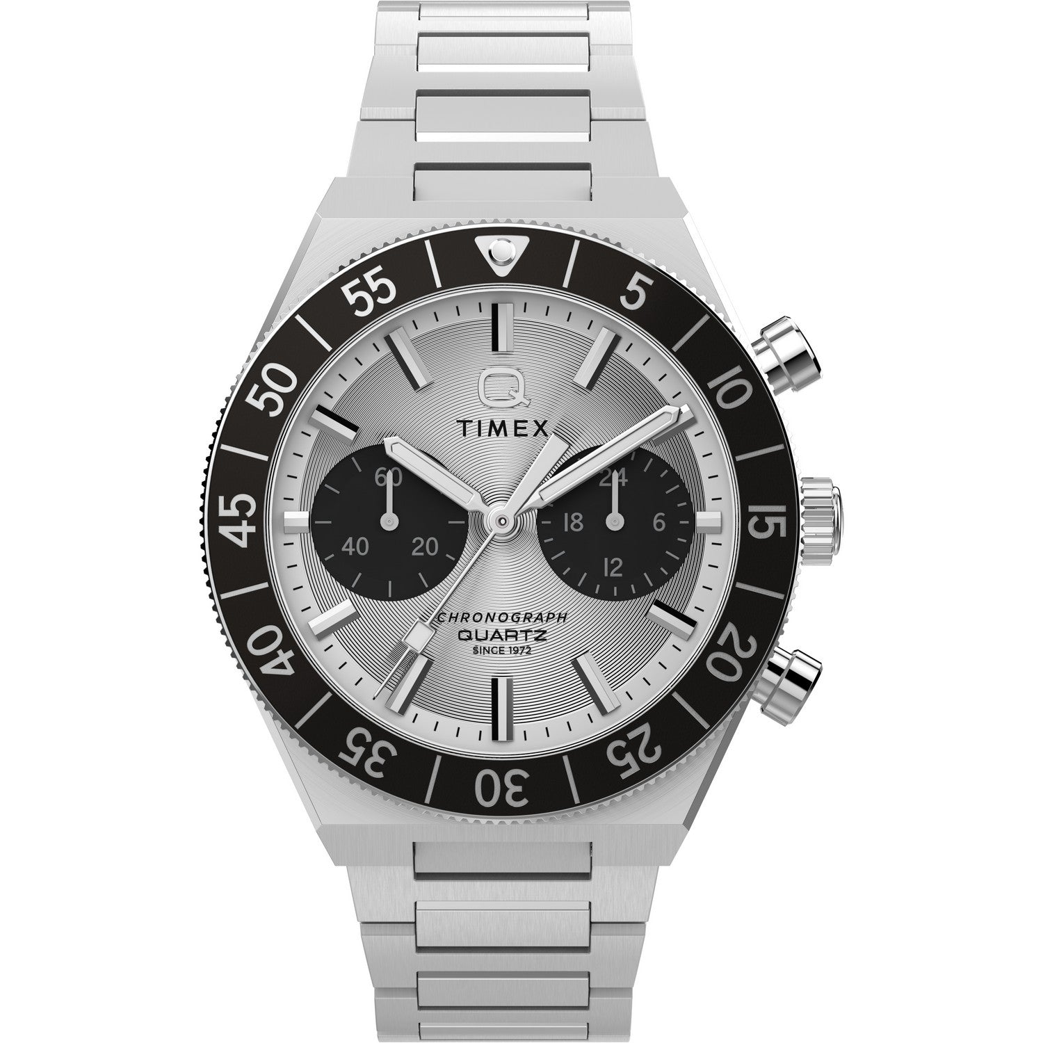 Timex Mens Q Timex Stainless Steel Black Dial Watch TW2Y55800