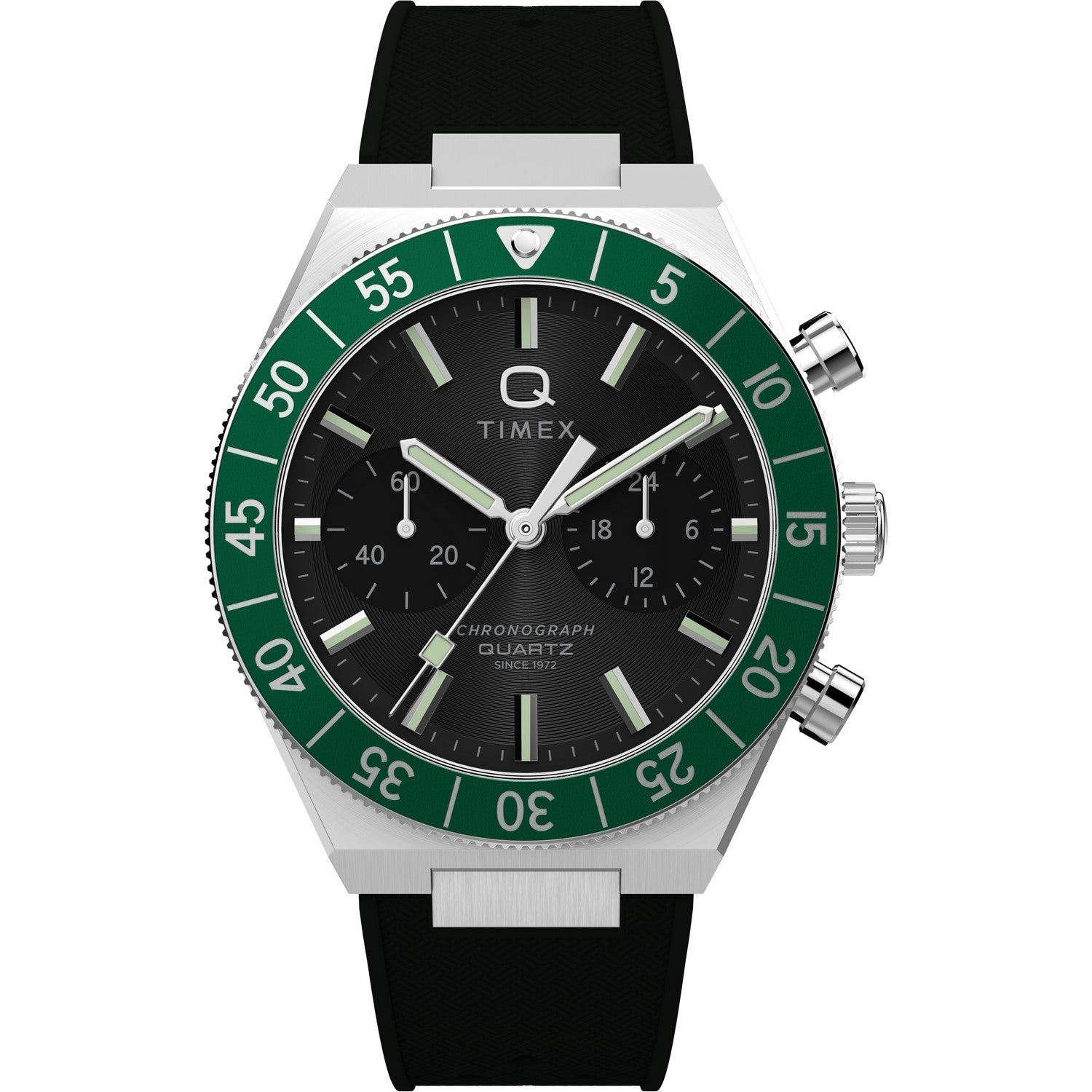 Timex Mens Q Timex Stainless Steel Black Dial Watch TW2Y56100