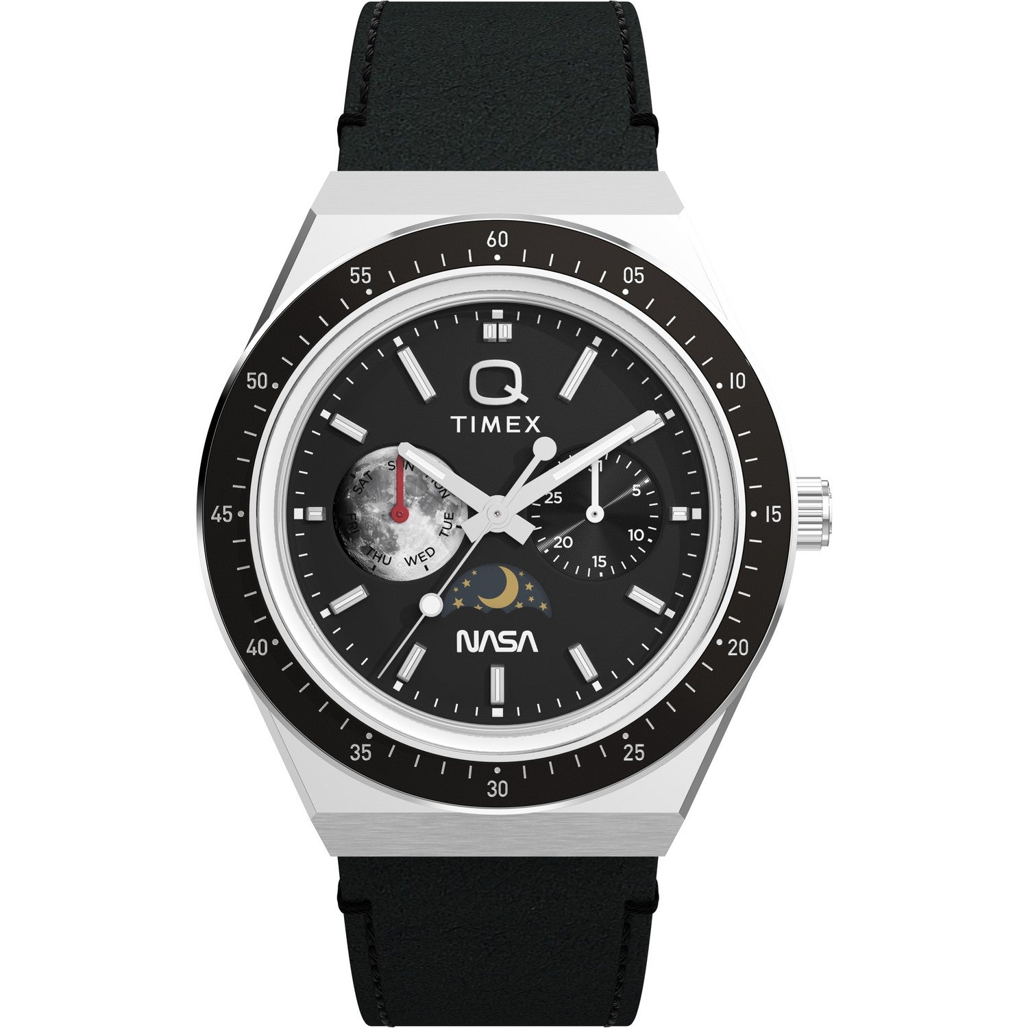 Timex Mens Q Timex Stainless Steel Black Dial Watch TW2Y56800