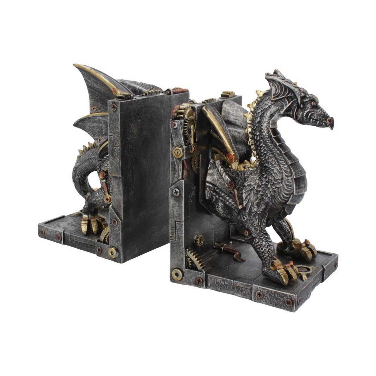 Dracus Machina Steampunk Dragon Bookends 27cm U4189M8