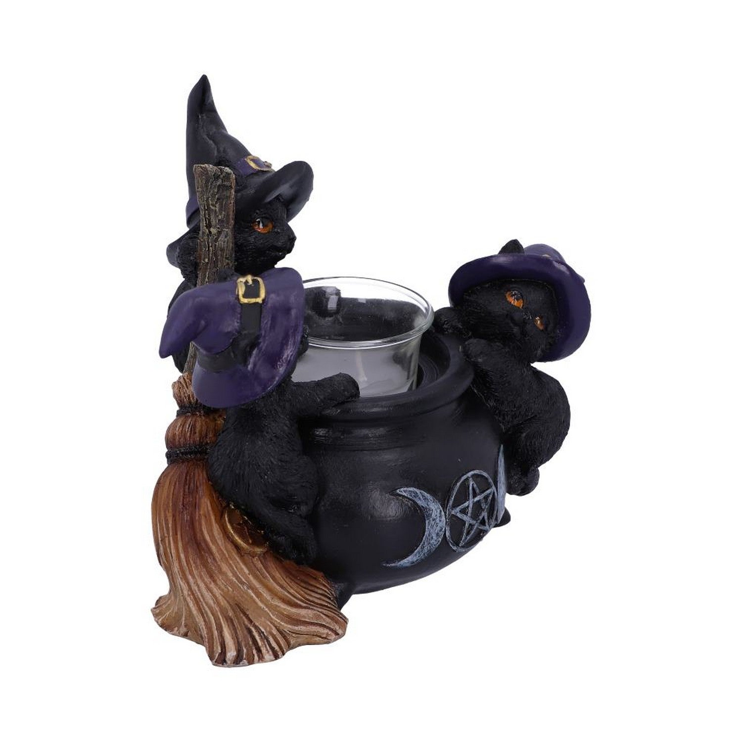 Familiar Cauldron Black Cat Candle Holder 12.5cm U5952V2