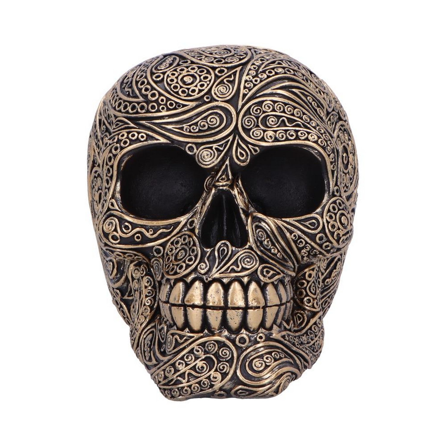 Paisley Black and Gold Skull Head 15cm U6724A24