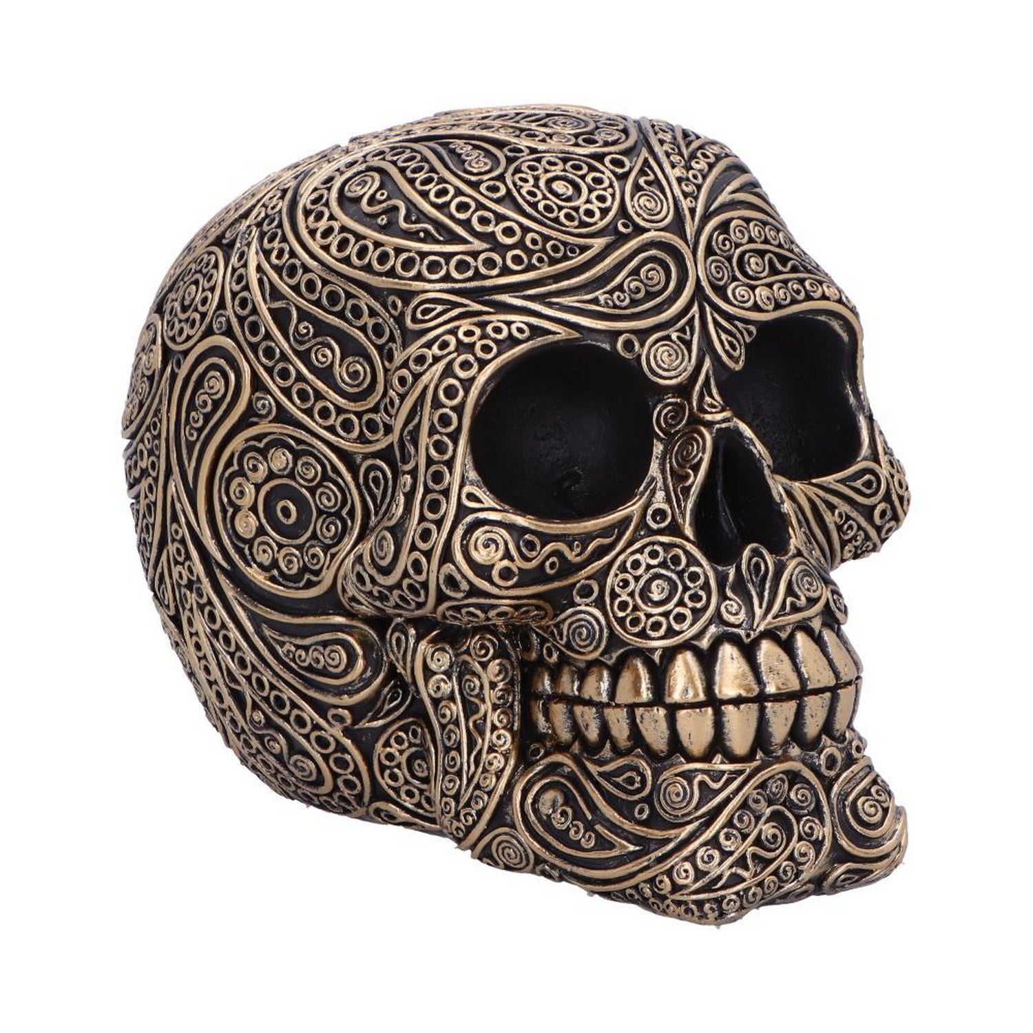 Paisley Black and Gold Skull Head 15cm U6724A24