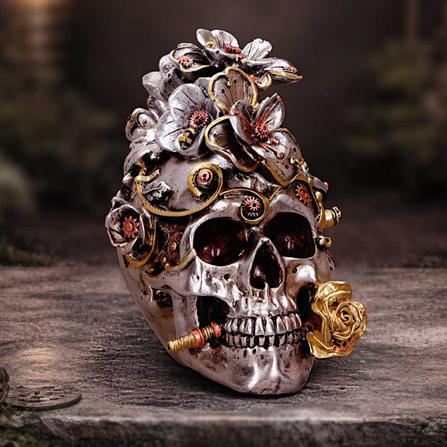 Clockwork Bloom Steampunk Skull 16cm U7563B26