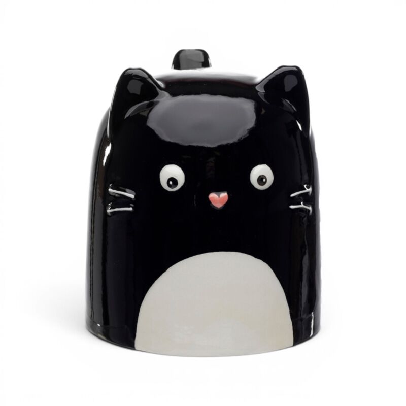 Feline Fine Black Cat Upside Down Ceramic Shaped Mug UMUG02