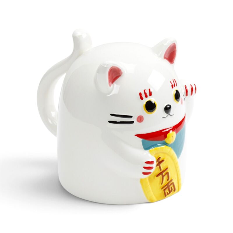 Maneki Neko Lucky Cat Upside Down Ceramic Shaped Mug UMUG10