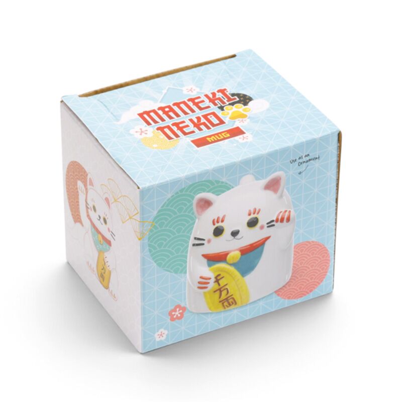 Maneki Neko Lucky Cat Upside Down Ceramic Shaped Mug UMUG10
