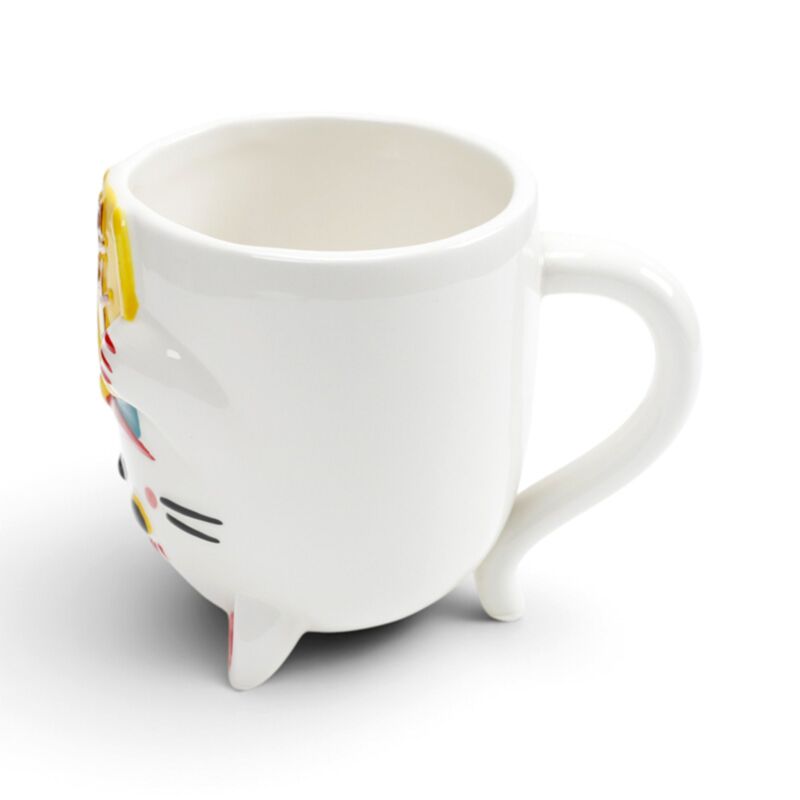 Maneki Neko Lucky Cat Upside Down Ceramic Shaped Mug UMUG10