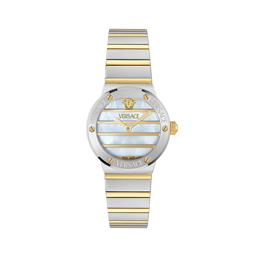 Versace Women’s Glam 38 mm Rose Gold Dial Crystal Watch VE0S00325