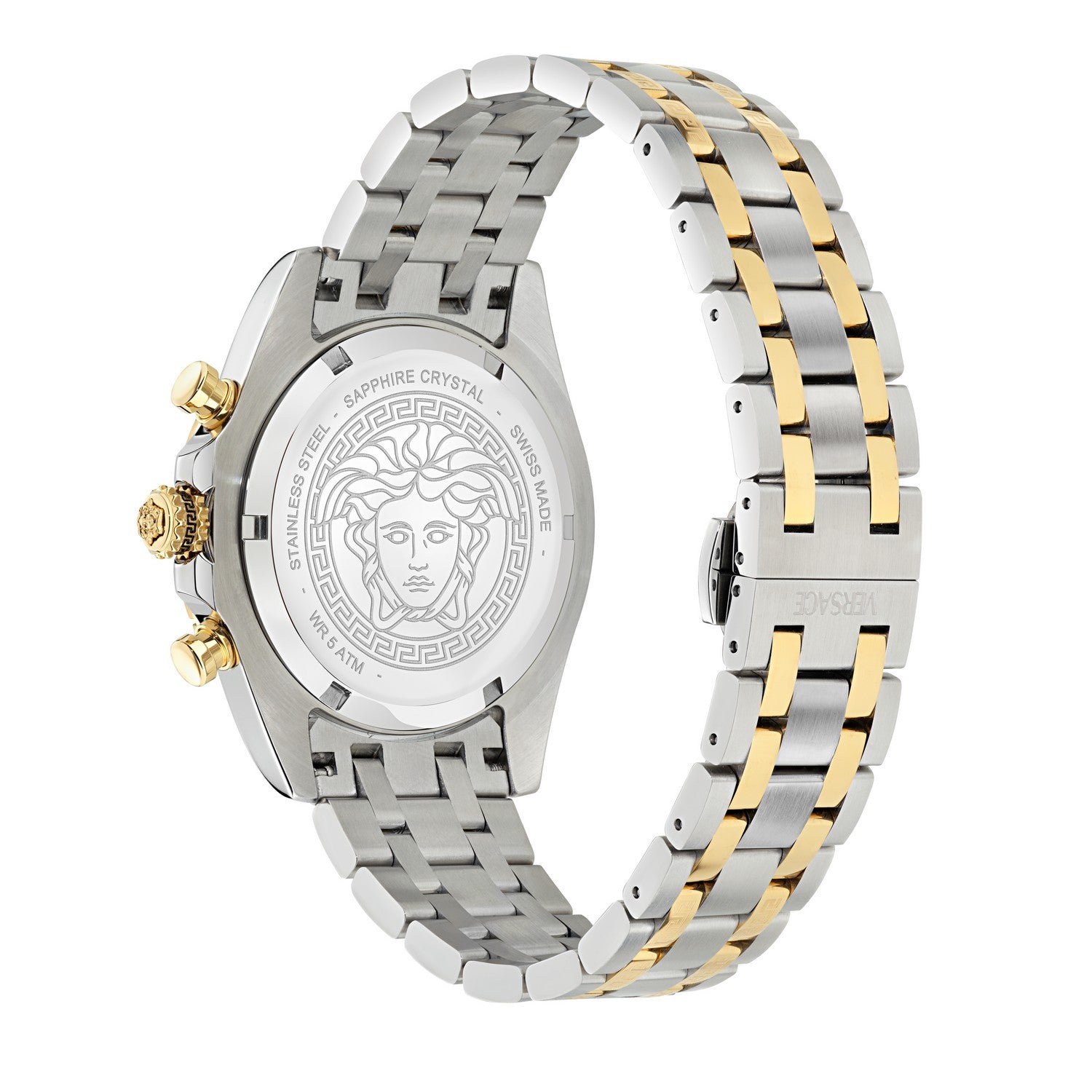 Versace Women’s Fornax Chronograph 43 mm White Dial Crystal Accent Watch VE0W00425