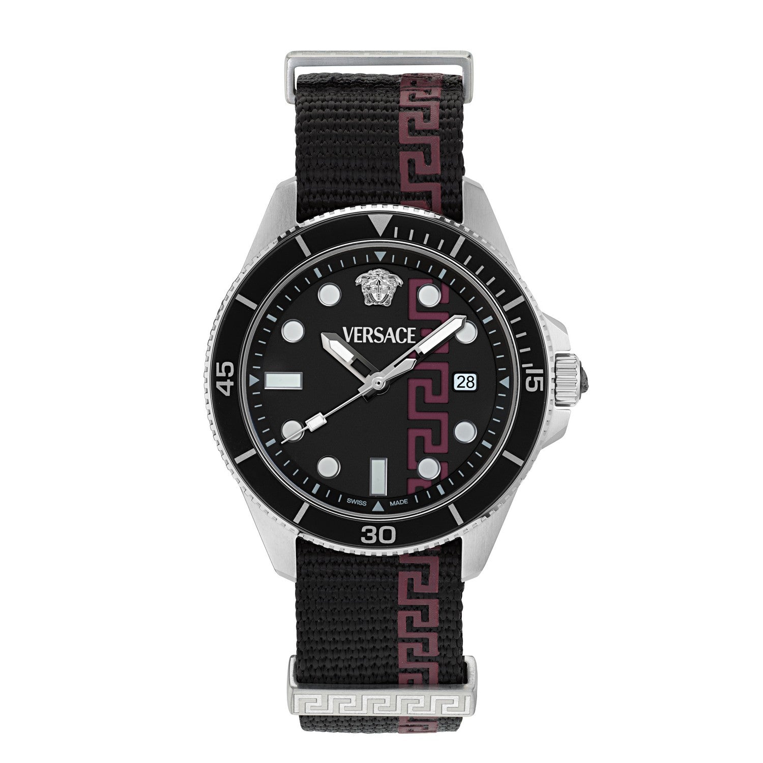 Versace Men’s Greca Force 42 mm Black Dial NATO Strap Watch VE5J00126