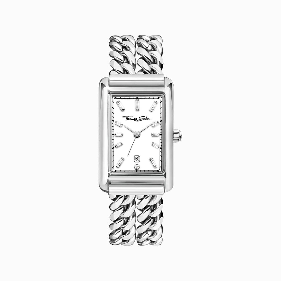 Silver-Coloured Rectangular Shaped Women's Watch WA0428-201-201