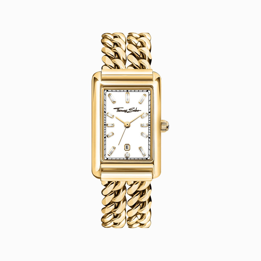 Gold-Coloured Rectangular Shaped Women's Watch WA0429-291-207