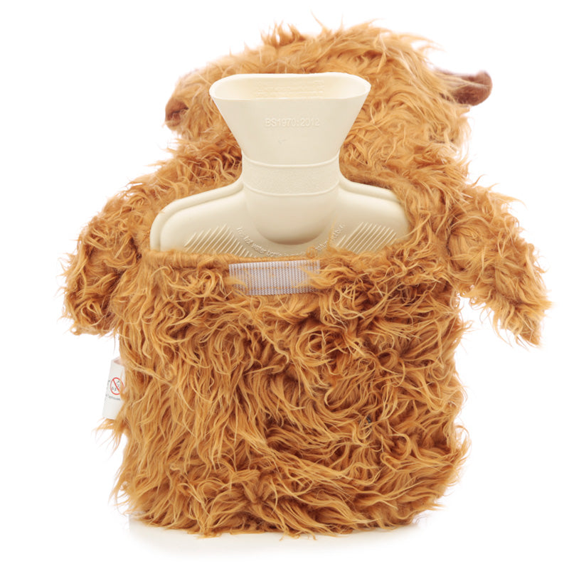 Highland Coo Cow Brown Nose 650ml Hot Water Bottle with Plush Cover WARM69