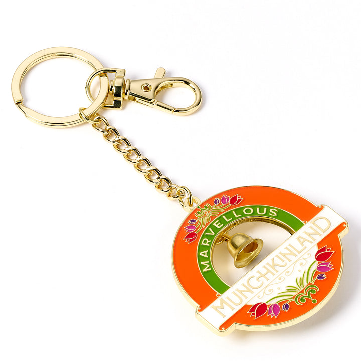 Colorful keychain with 'Marvelous Munchkinland' text on a white background
