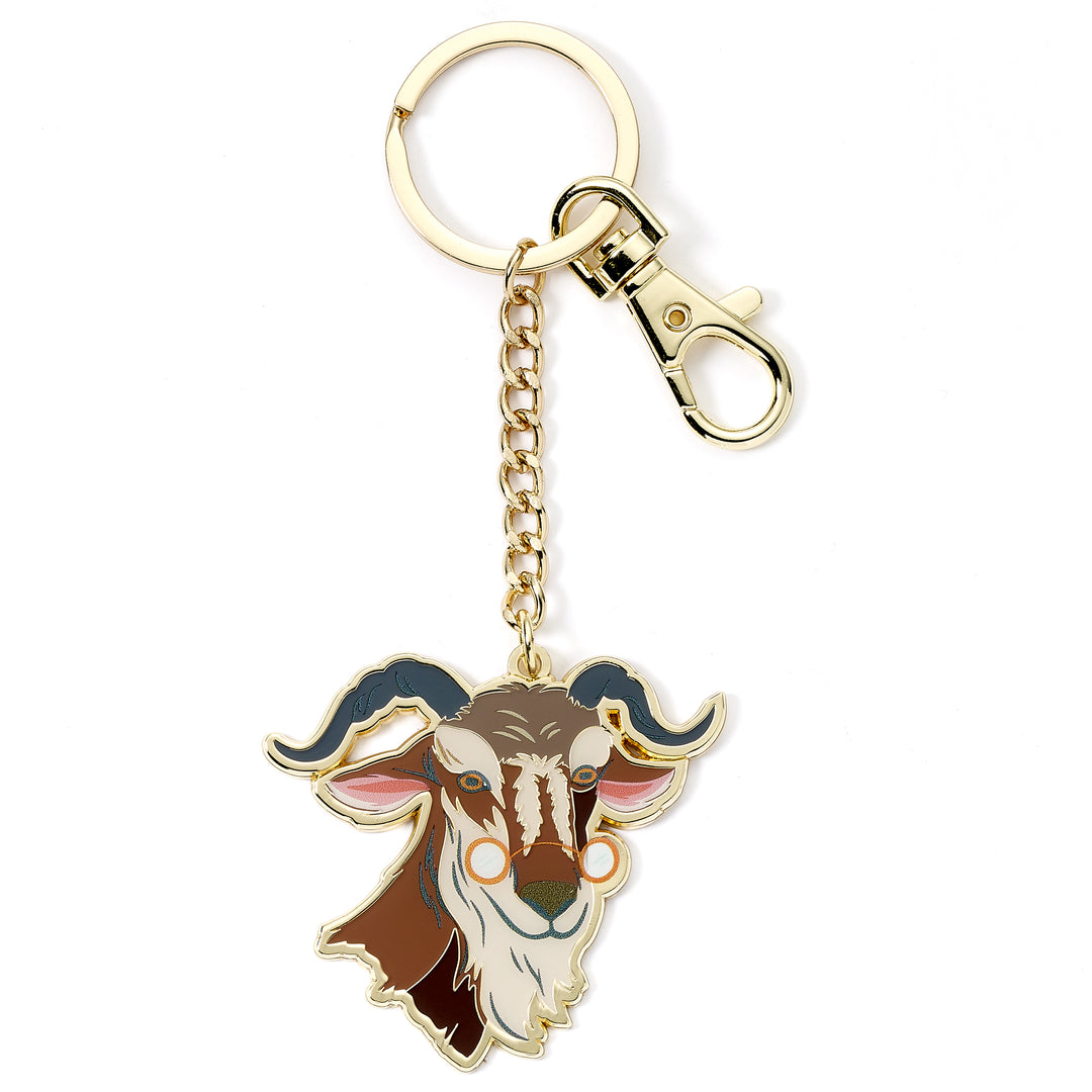 Keychain with a goat design on a white background