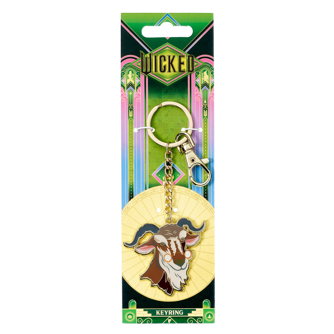 Keychain with goat design on a 'Wicked' branded card