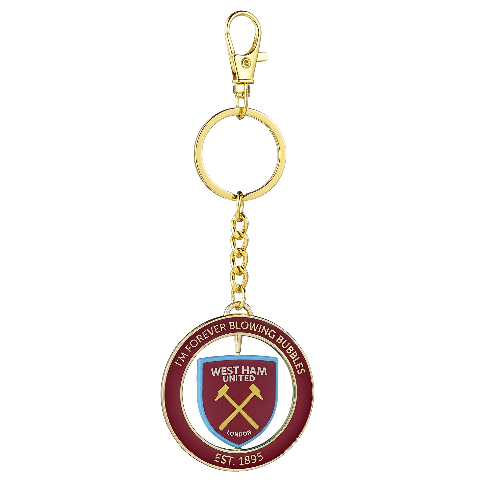 West Ham spinning "I'm Forever Blowing Bubbles" Keyring WHUKR008
