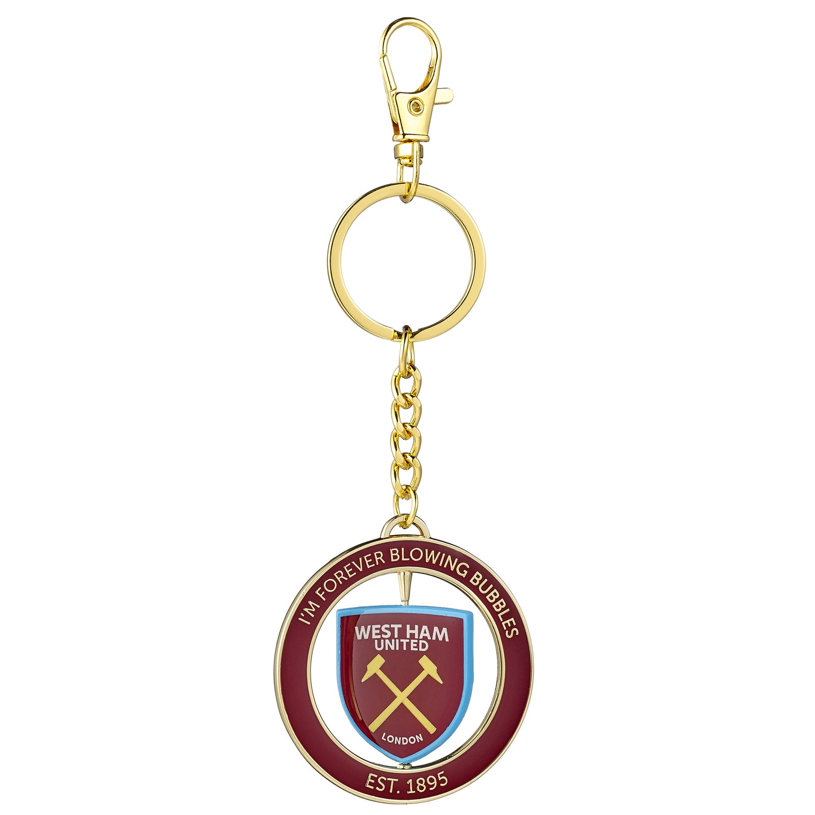 West Ham spinning "I'm Forever Blowing Bubbles" Keyring WHUKR008