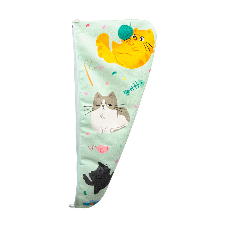 Beans & Co Cats Microfibre Hair Wrap Towel WTOW02