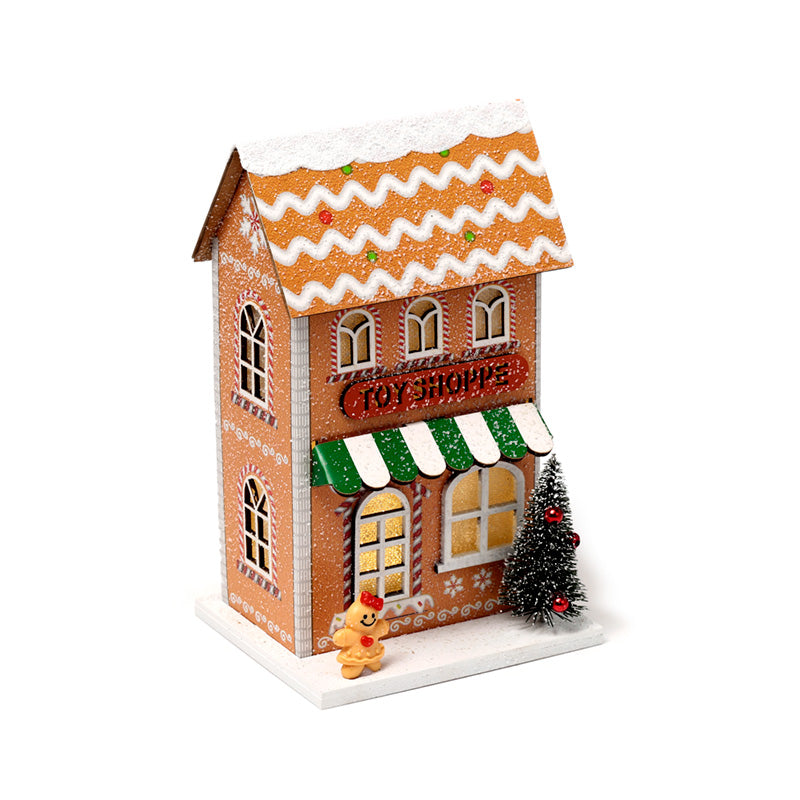 Gingerbread Toy Shoppe Christmas House LED Decoration XHOU06