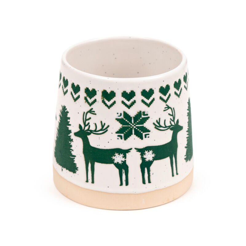 Green Reindeer Tapered Stoneware Mug XMUG479