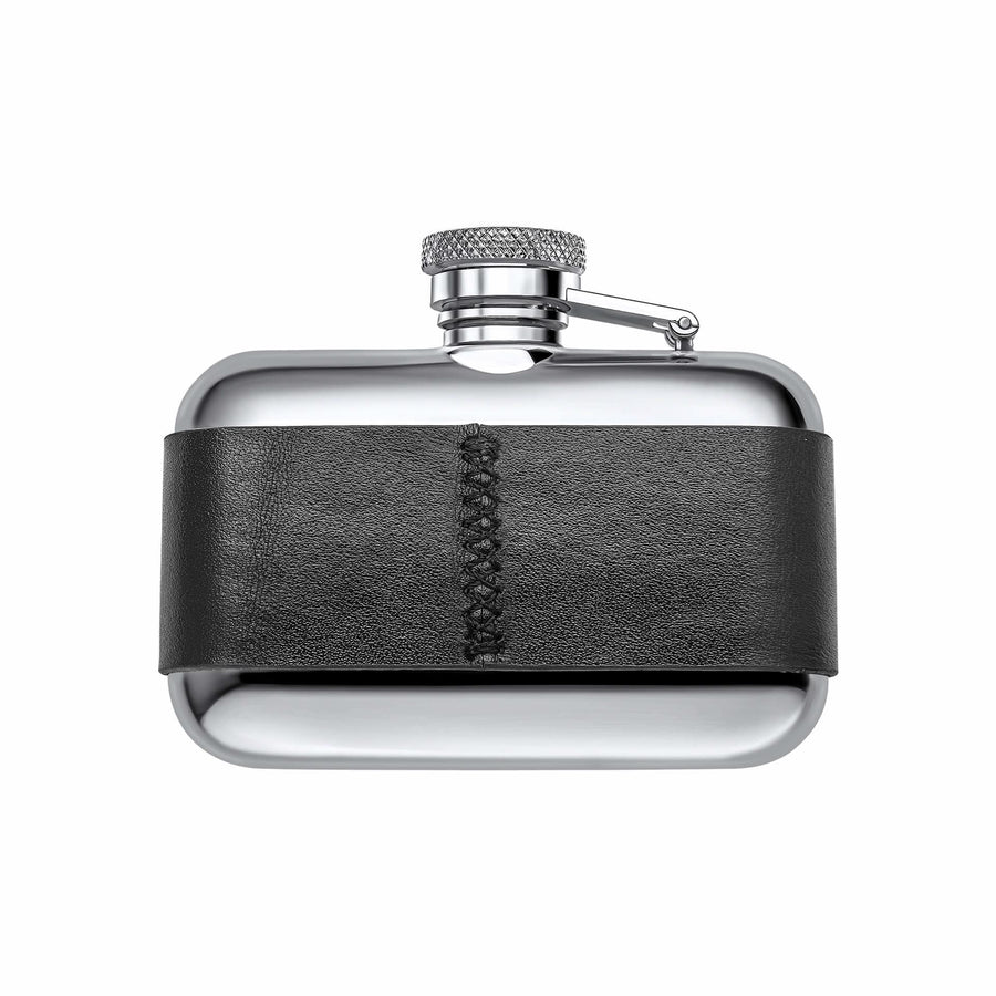 Stainless Steel 3oz Black Leather Hip Flask Y440