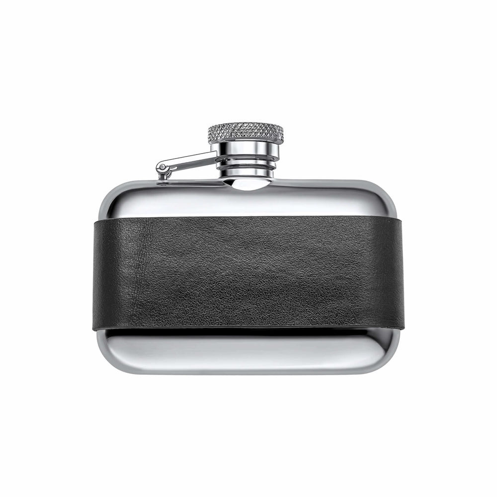 Stainless Steel 3oz Black Leather Hip Flask Y440