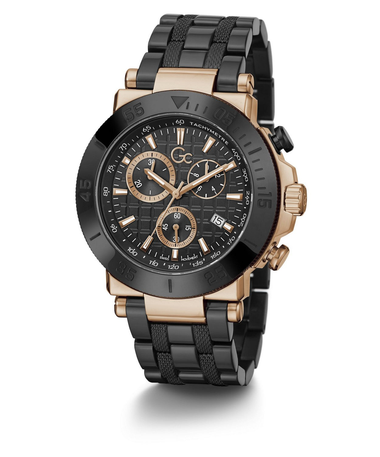 GC Sportchic Mens Black & Rose Gold Tone Watch Y70002G2MF