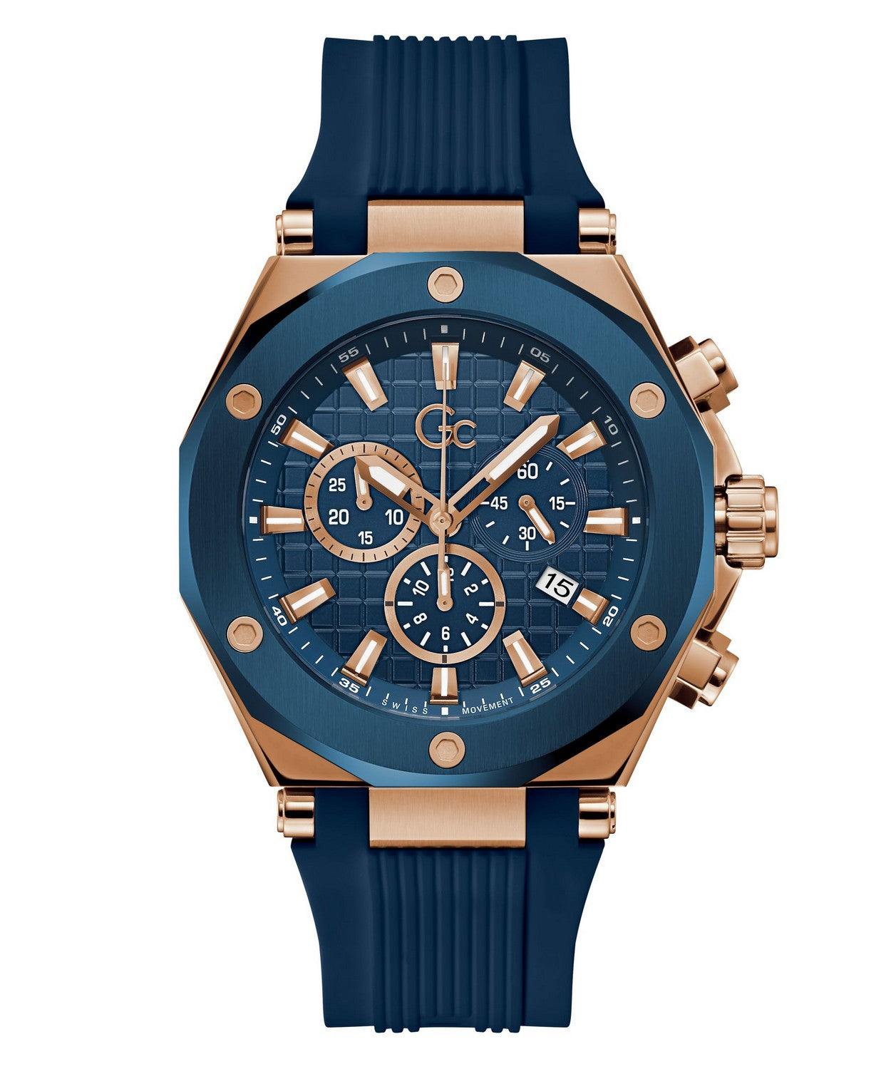 GC Sportchic Mens Blue & Rose Gold Tone Watch Z18006G7MF