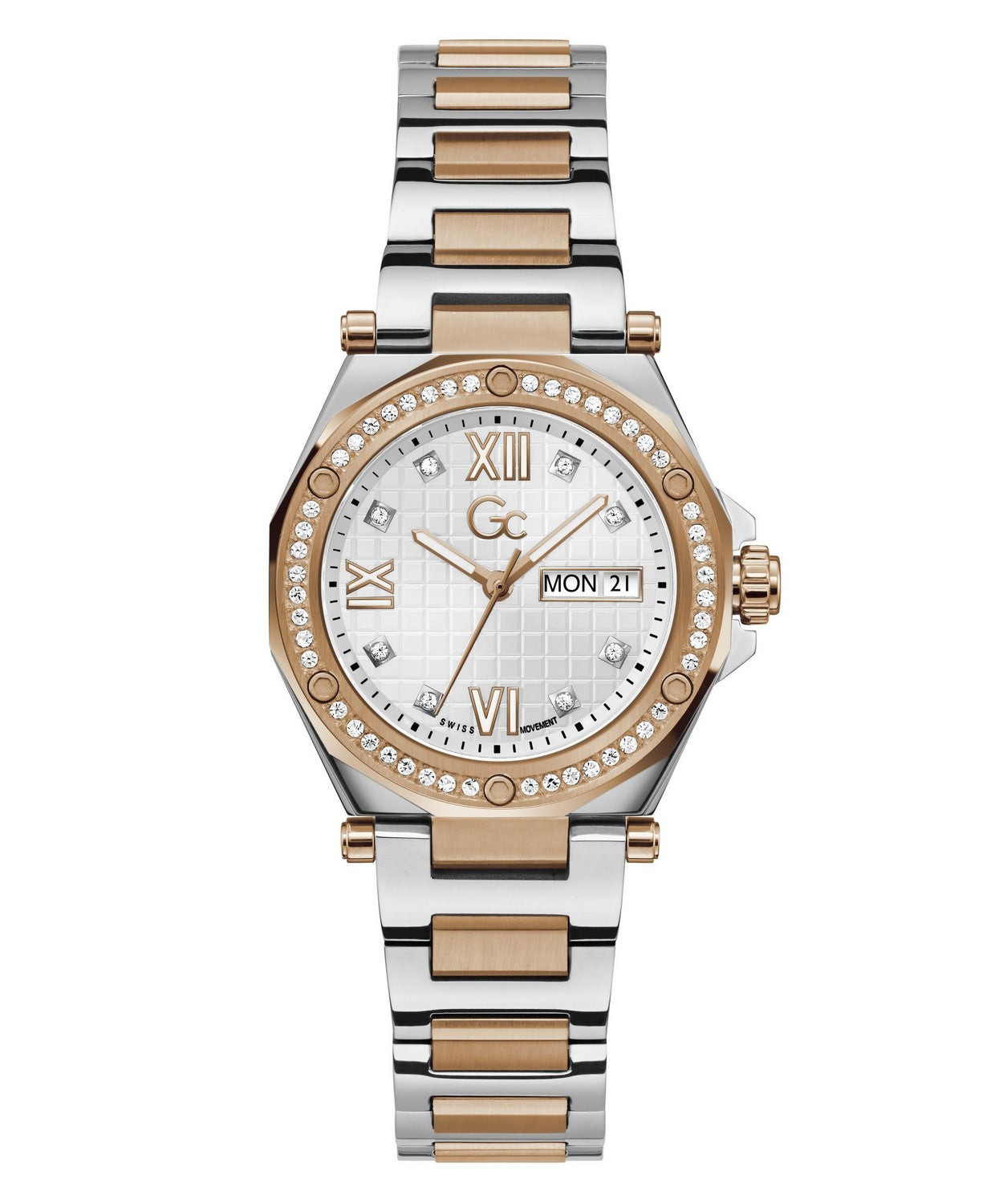 GC Sportchic Womens Silver & Rose Gold Tone Watch Z20002L1MF