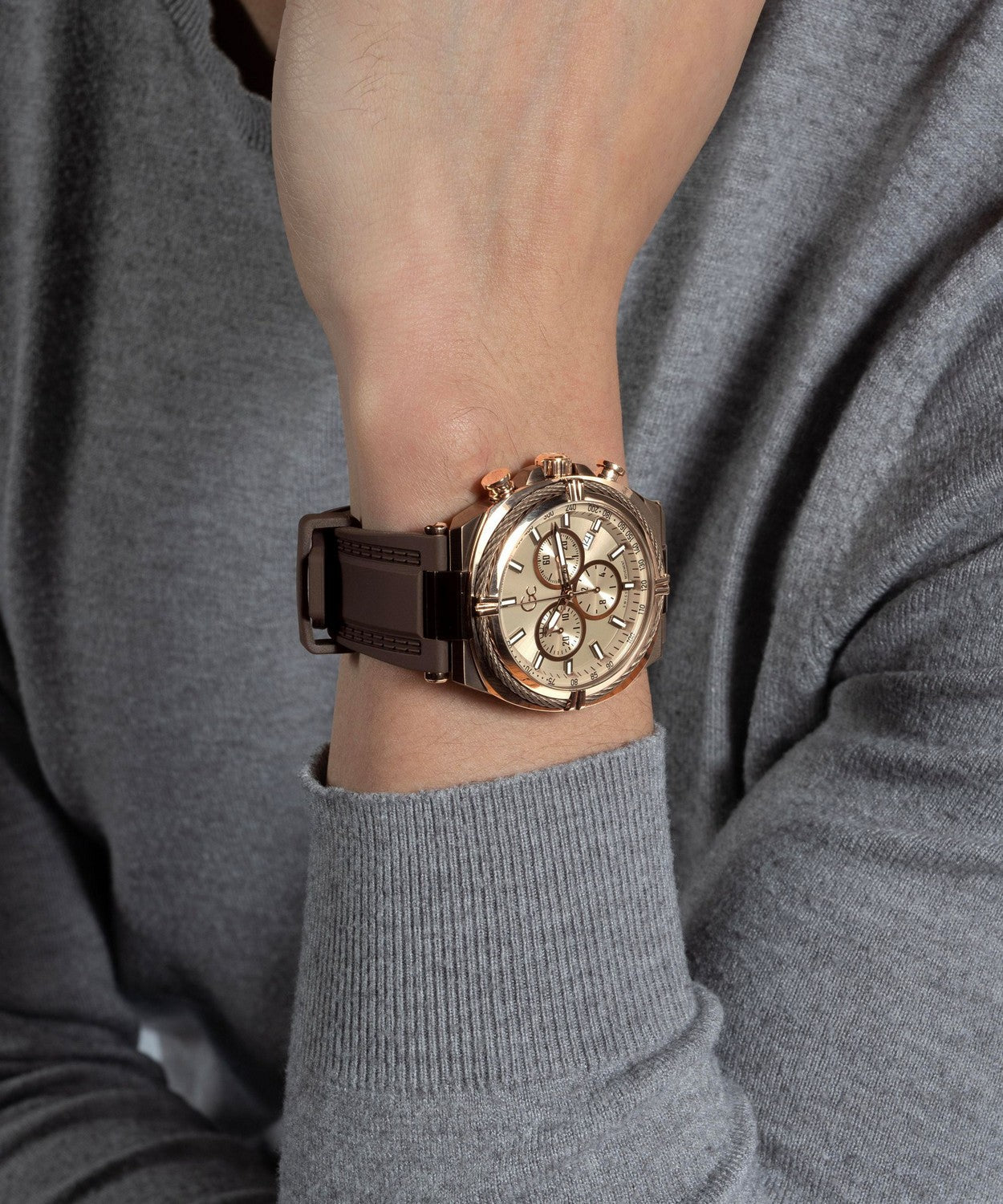 GC Sportchic Mens Brown & Rose Gold Tone Watch Z32004G1MF